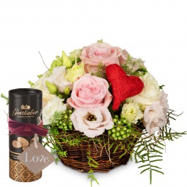 A Basket Filled with Love with Gottlieber cocoa almonds and, A Basket Filled with Love with Gottlieber cocoa almonds and