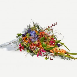 Funeral Spray with ribbon - a colorful farewell, Funeral Spray with ribbon - a colorful farewell