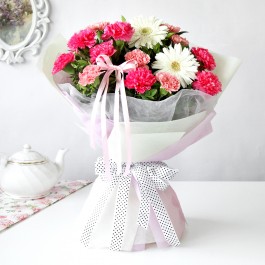 Sweet Arrangement of Carnations & Gerberas                  , Sweet Arrangement of Carnations & Gerberas                  