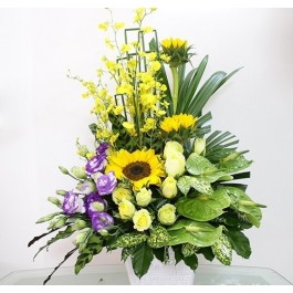yellow & purple arrangement, yellow & purple arrangement