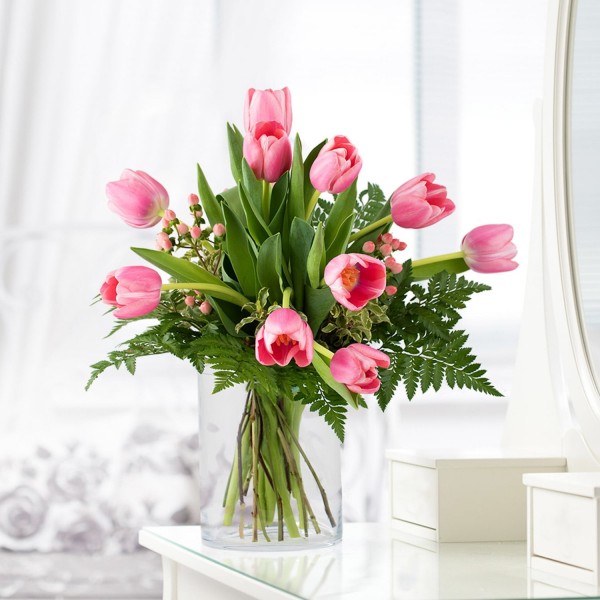Amsterdam, Ramo romântico com tulipas cor de rosa