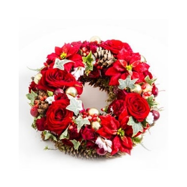 Christmas Wreath with Flowers, Christmas Wreath with Flowers